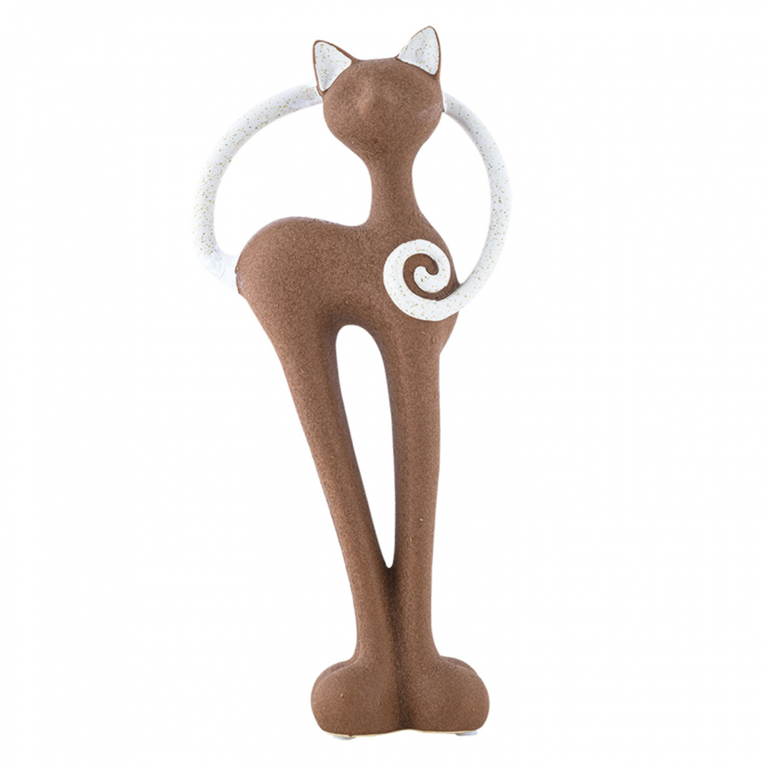 'Zafferano Cat With Circle' Sculpture - 14 x 6 cm