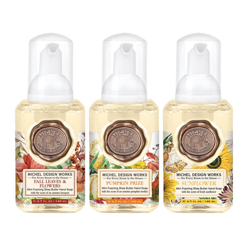 'Fall Leaves & Flowers, Pumpkin Prize, Sunflower' Foaming Soap - 140 ml, 3 Pieces