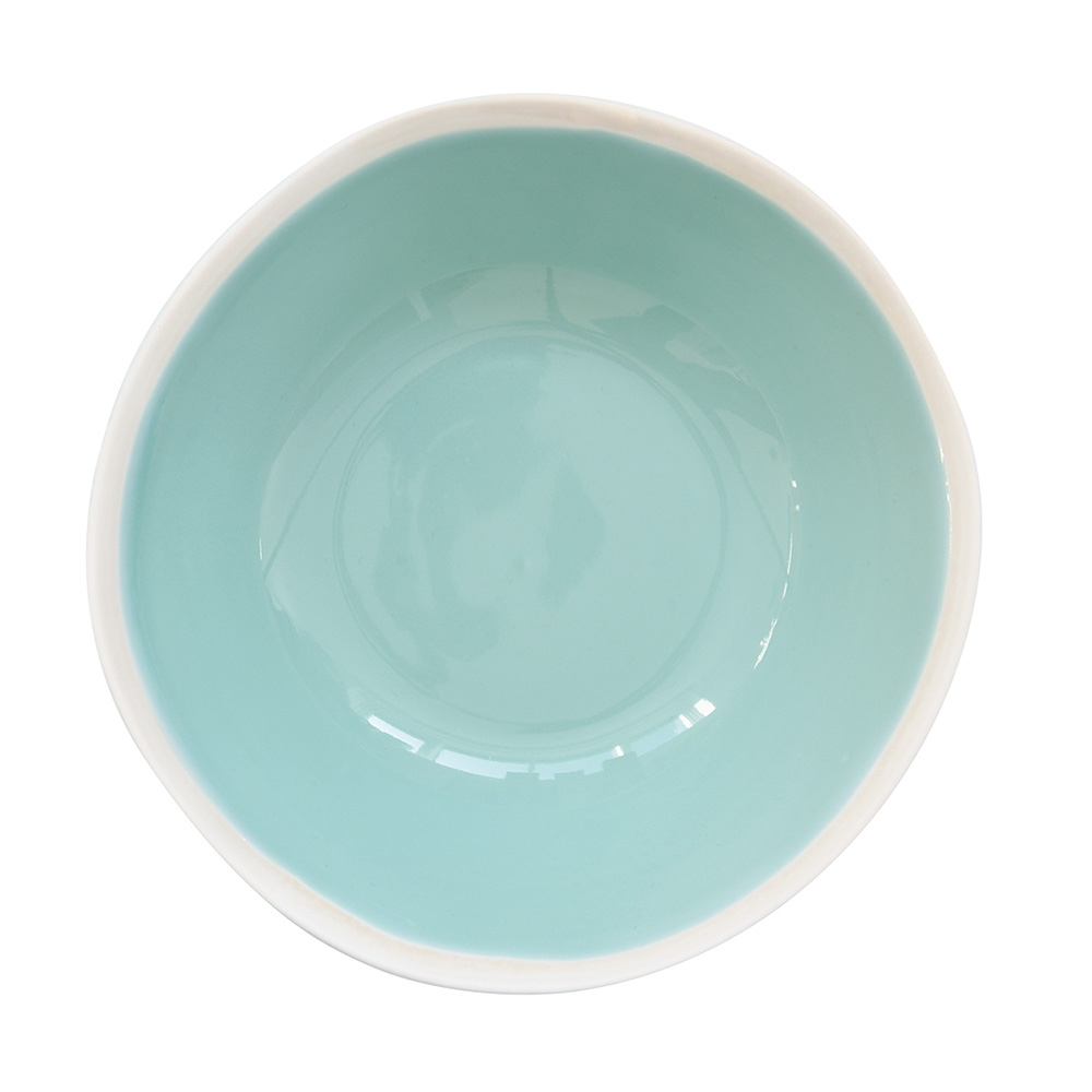 Set 6 Porcelain Embossed Soup Plates - Aqua