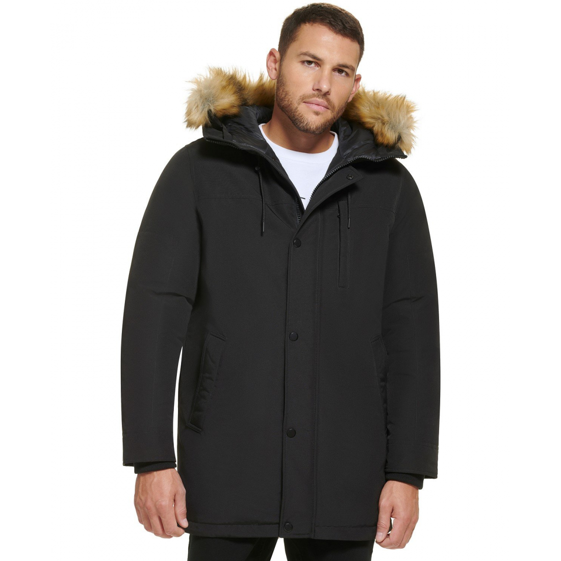 Herren's 'Long Parka with Faux-Fur Lined Hood' Jacke