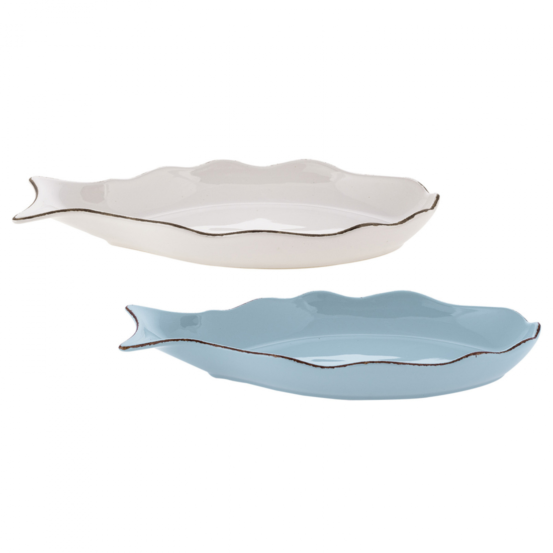 Sculpture 'Indaco Fish' - 30 x 15 cm - 2 Pièces