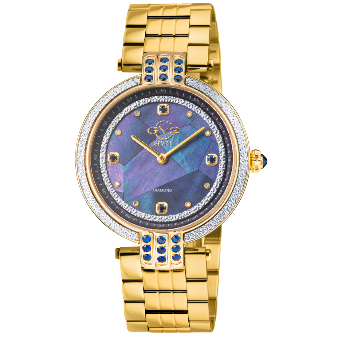 GV2 Matera Montre pour femme à quartz suisse cadran nacre bleu, bracelet IPYG en acier inoxydable 316L