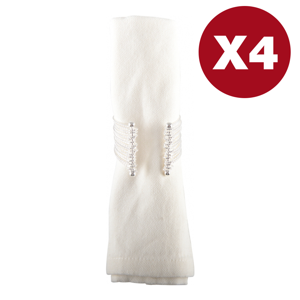 Serviettenringe aus silberfarbenem Schmuck – 4er-Set