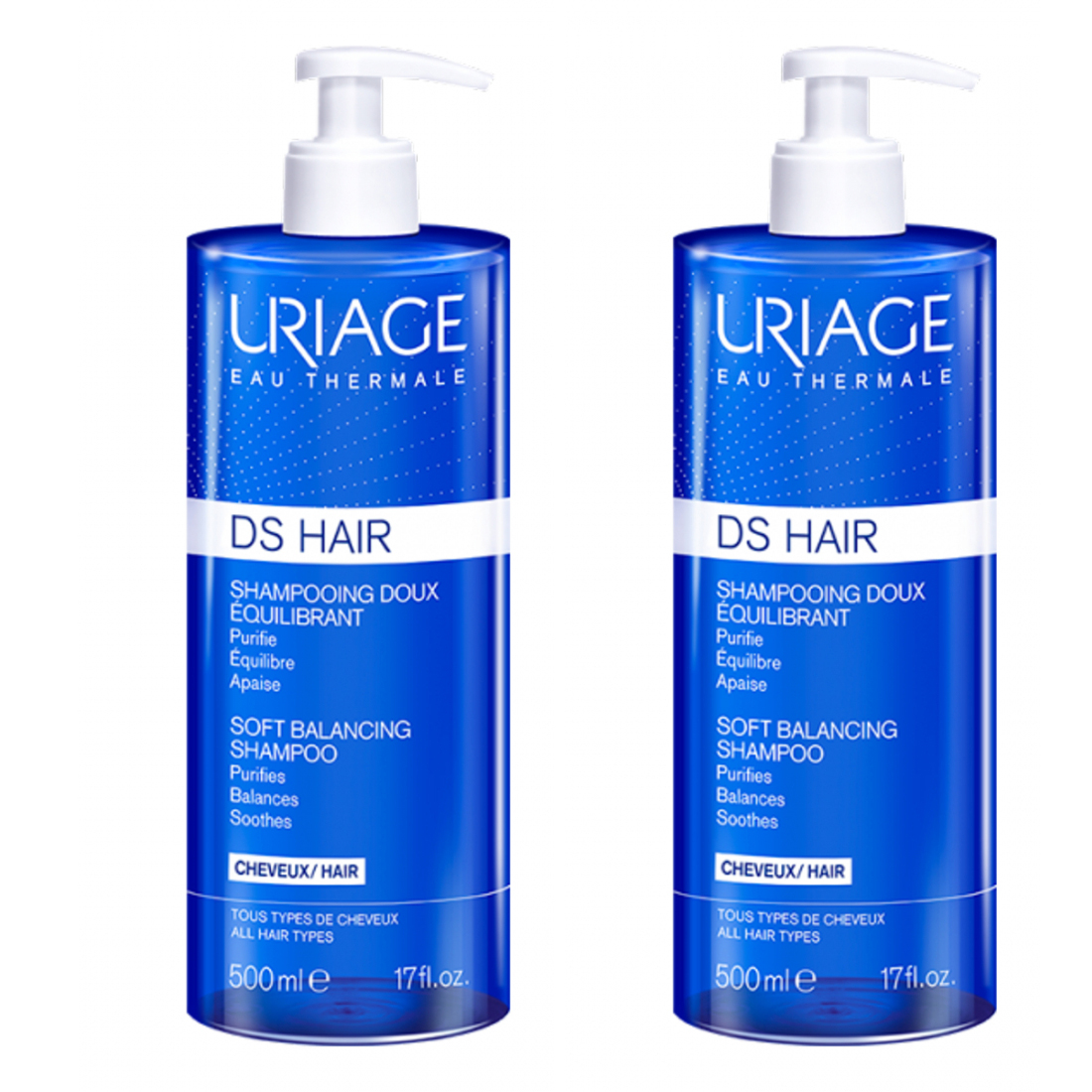 'Ds Hair' Shampooing Doux Équilibrant - 500 ml, 2 Pièces