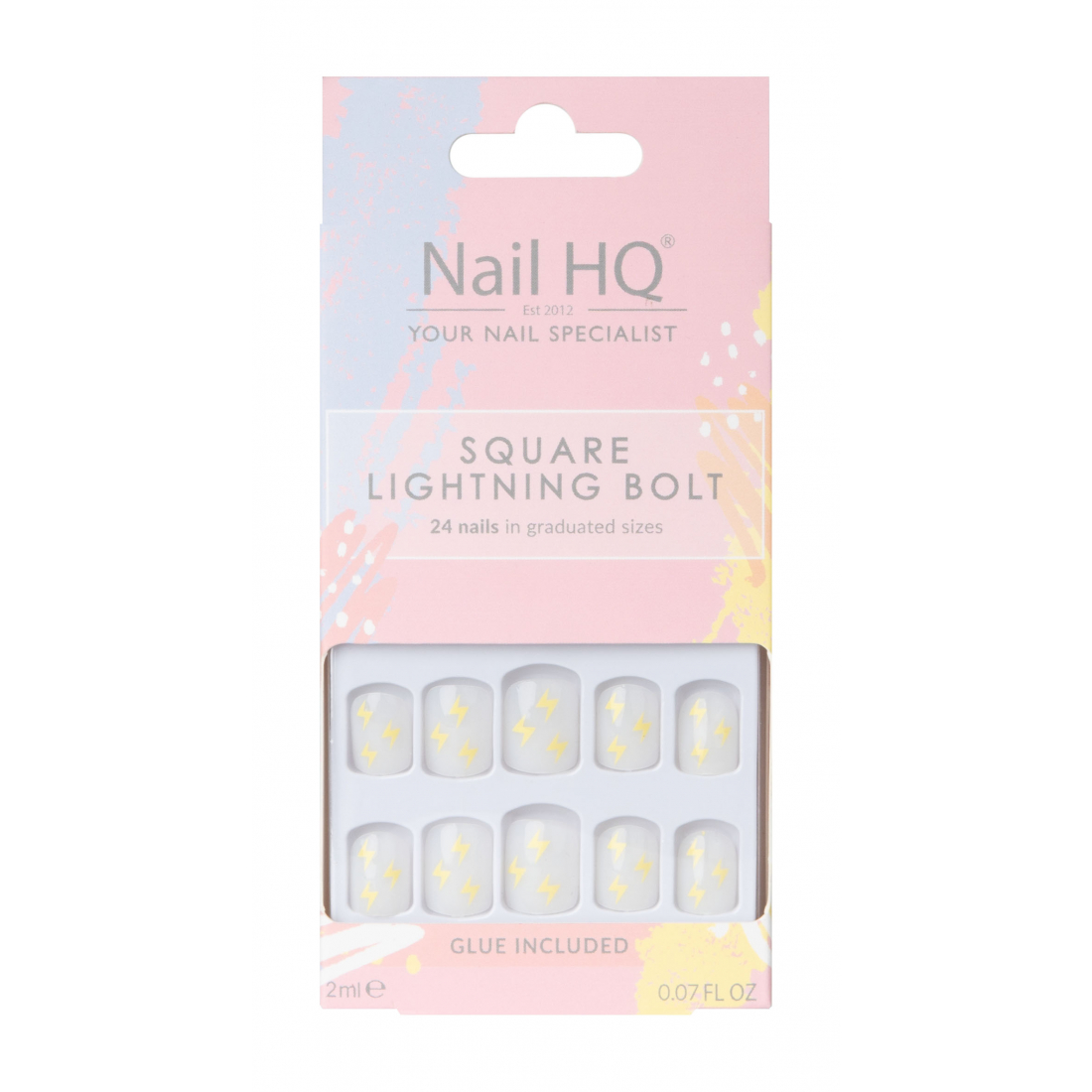 Faux Ongles 'Square Lightning Bolt' -24 Pièces