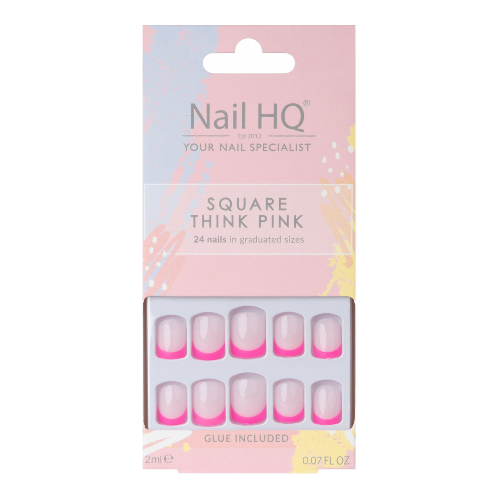 Faux Ongles 'Square Think Pink' -24 Pièces