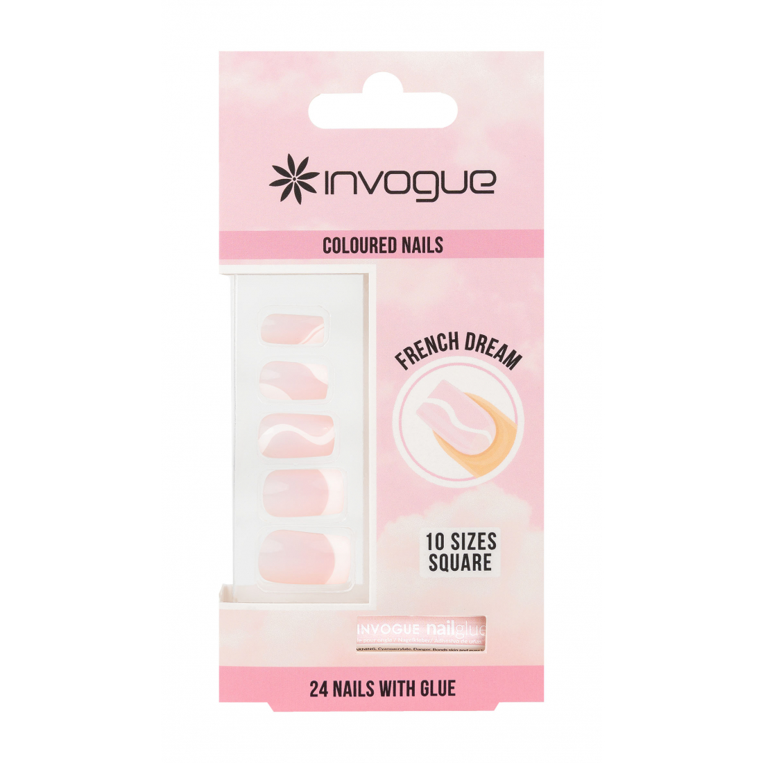 Faux Ongles 'French Dream Square' -24 Pièces