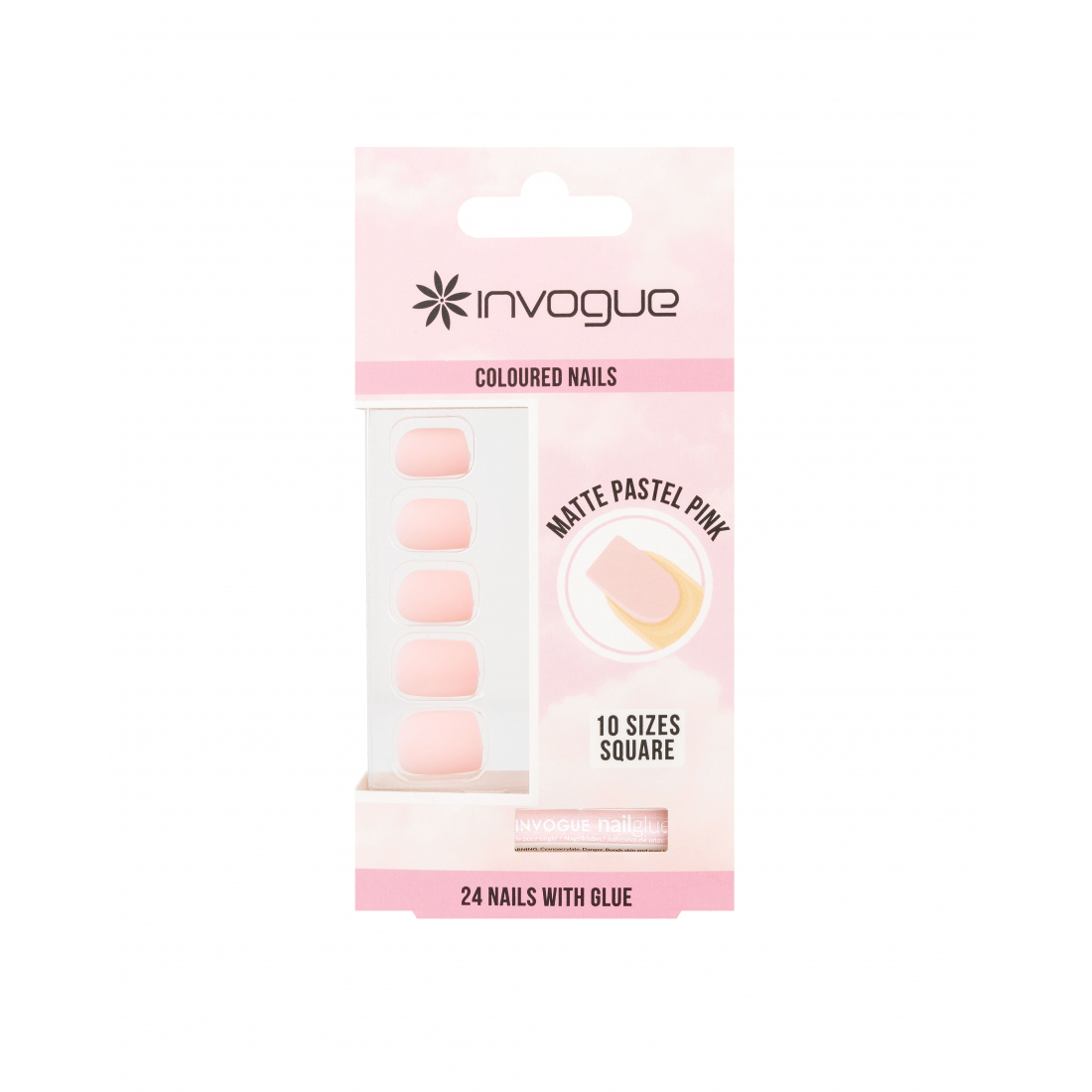 Faux Ongles 'Matte Pastel Pink Square' -24 Pièces