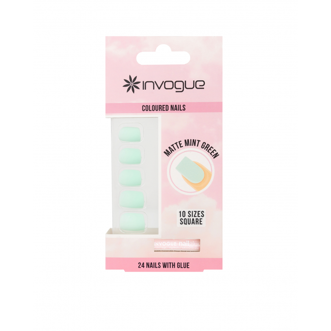 Faux Ongles 'Matte Pastel Mint Green Square' -24 Pièces