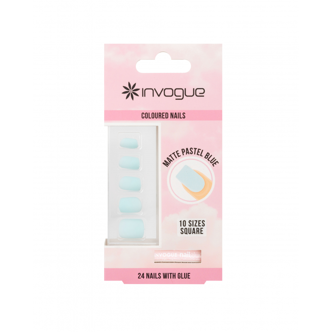 Faux Ongles 'Matte Pastel Blue Square' -24 Pièces