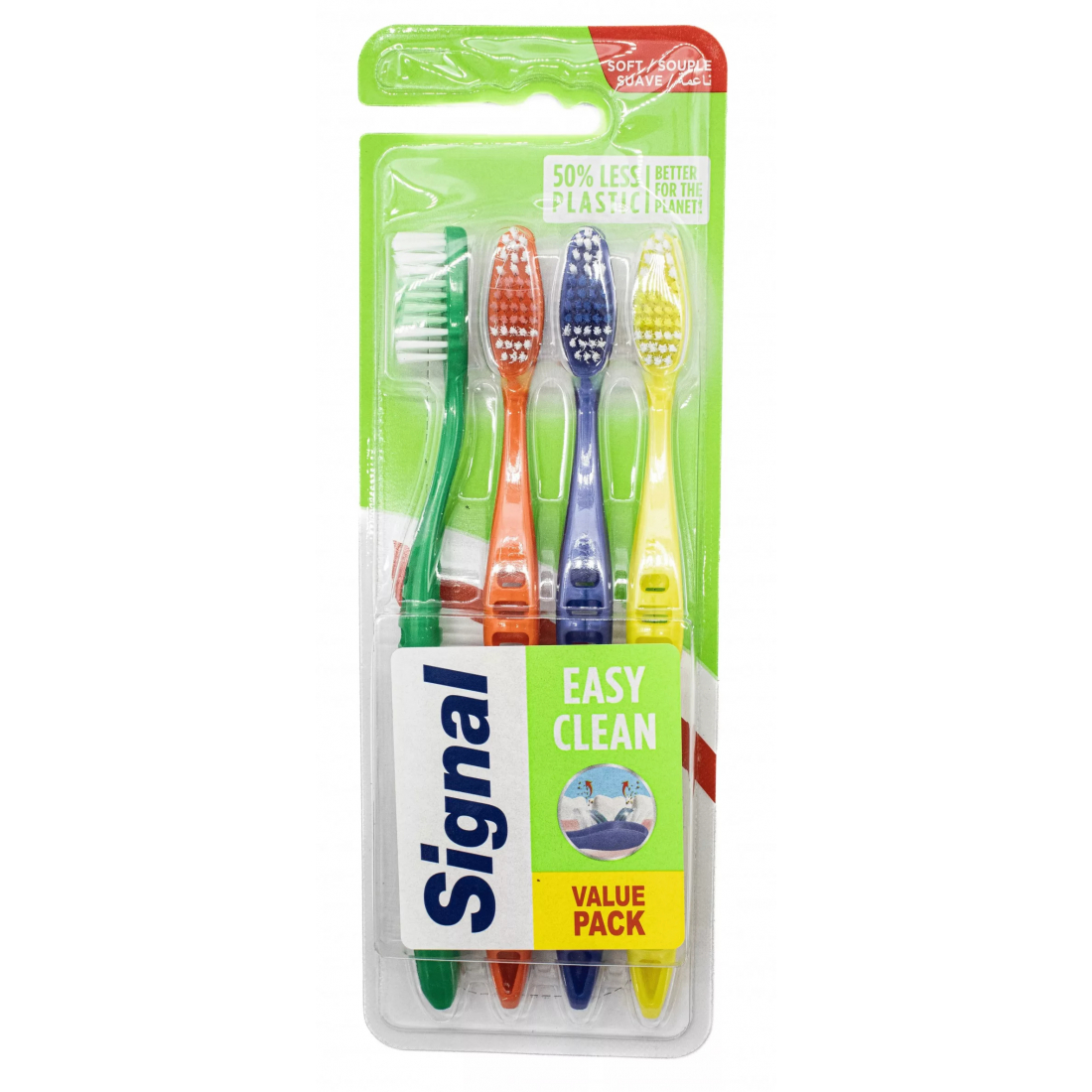 'Easy Clean Medium' Toothbrush Set - 4 Pieces
