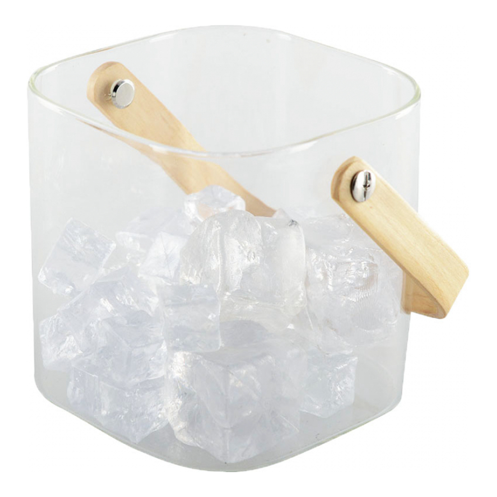 Ice Bucket With Wooden Handle 11.5X11X11Cm