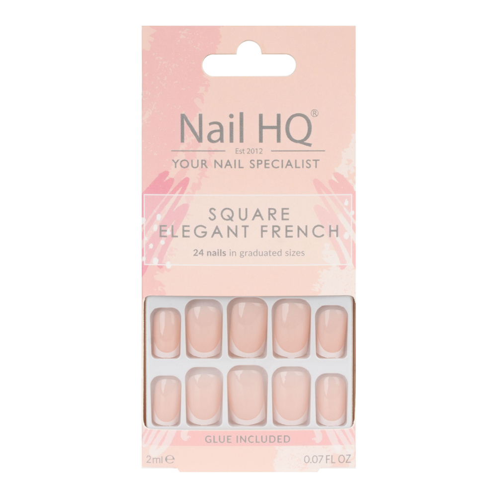 Faux Ongles 'Square Elegant French Tip' - 24 Pièces