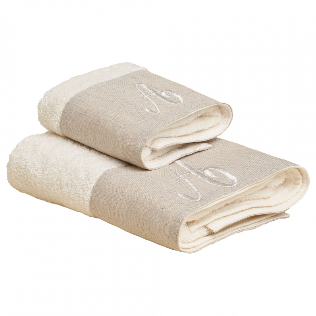 Zahra Hand And Guest Terry Towel Set With Monogram Embroidery, A