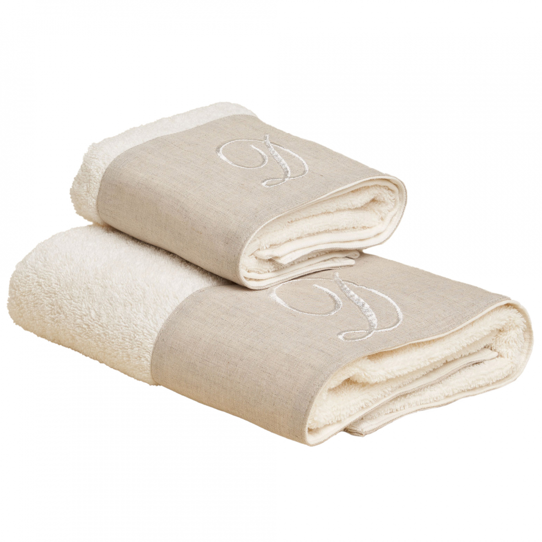 Zahra Hand And Guest Terry Towel Set With Monogram Embroidery, D