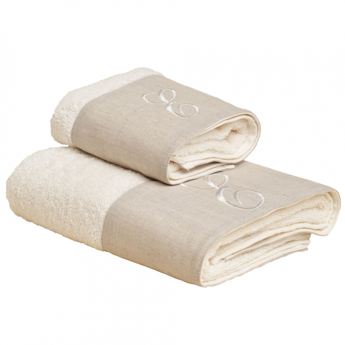Zahra Hand And Guest Terry Towel Set With Monogram Embroidery, E