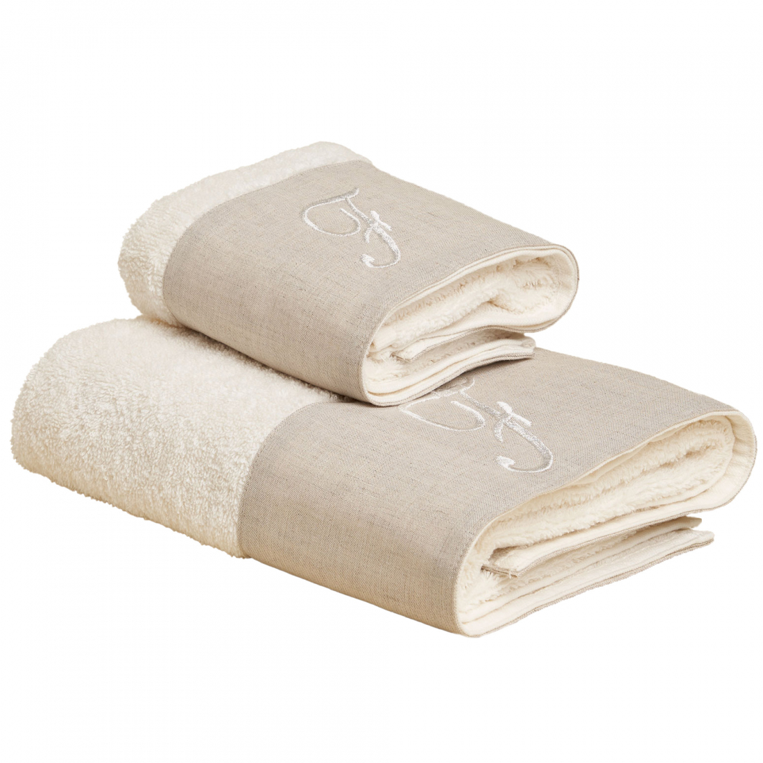 Zahra Face + Guest Sponge Towel Set With Monogram Embroidery, F