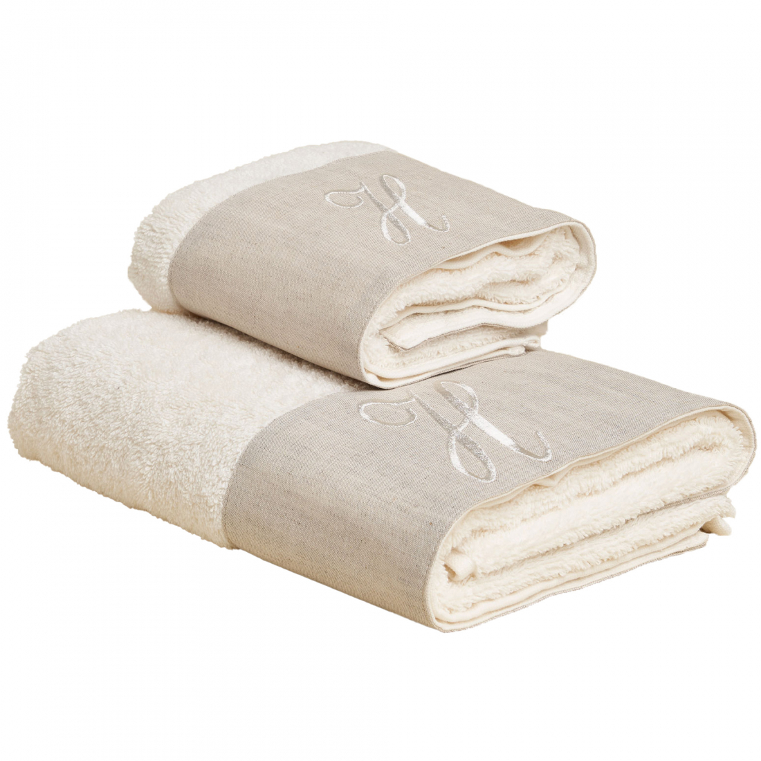 Zahra Hand And Guest Terry Towel Set With Monogram Embroidery, H