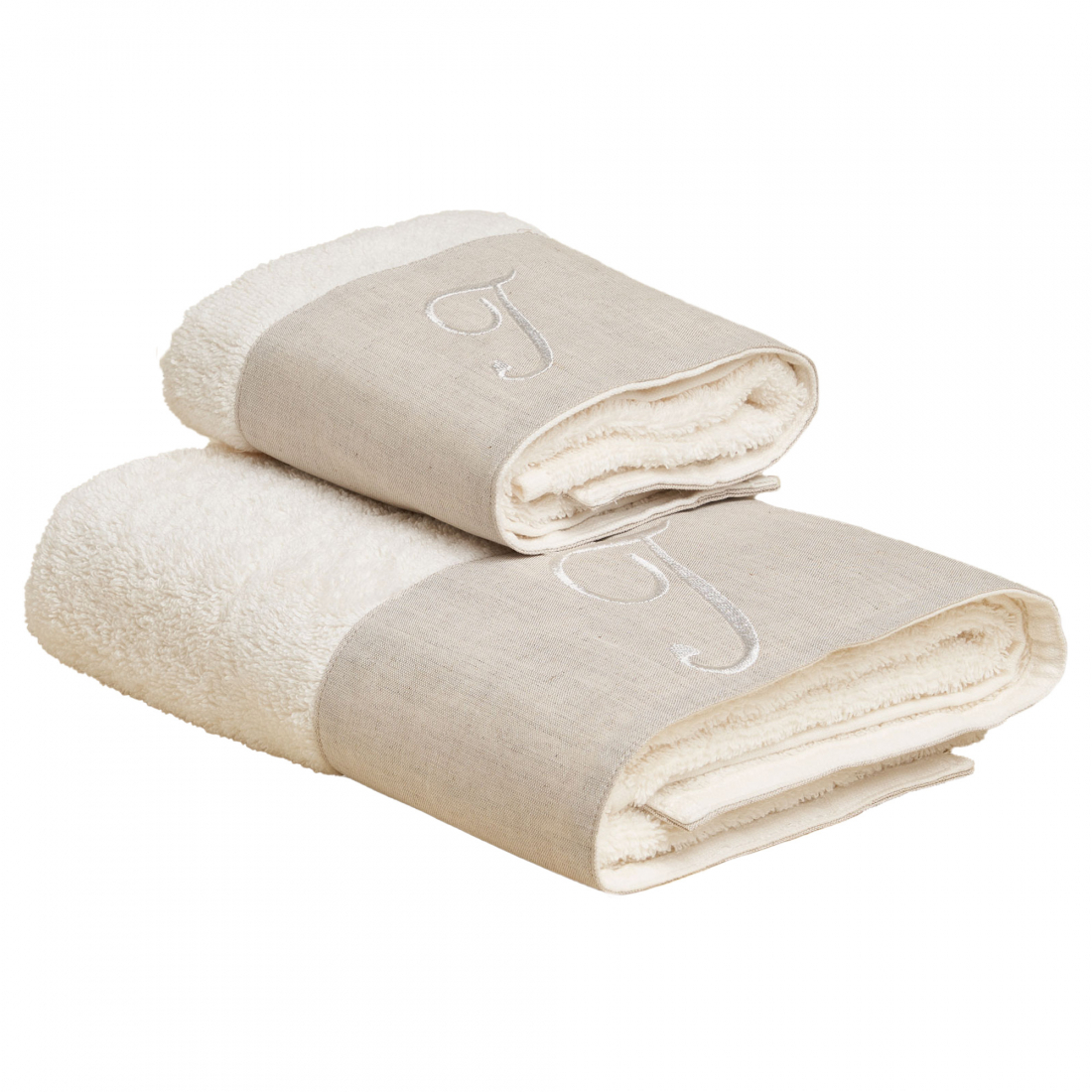 Zahra Hand And Guest Terry Towel Set With Monogram Embroidery, I