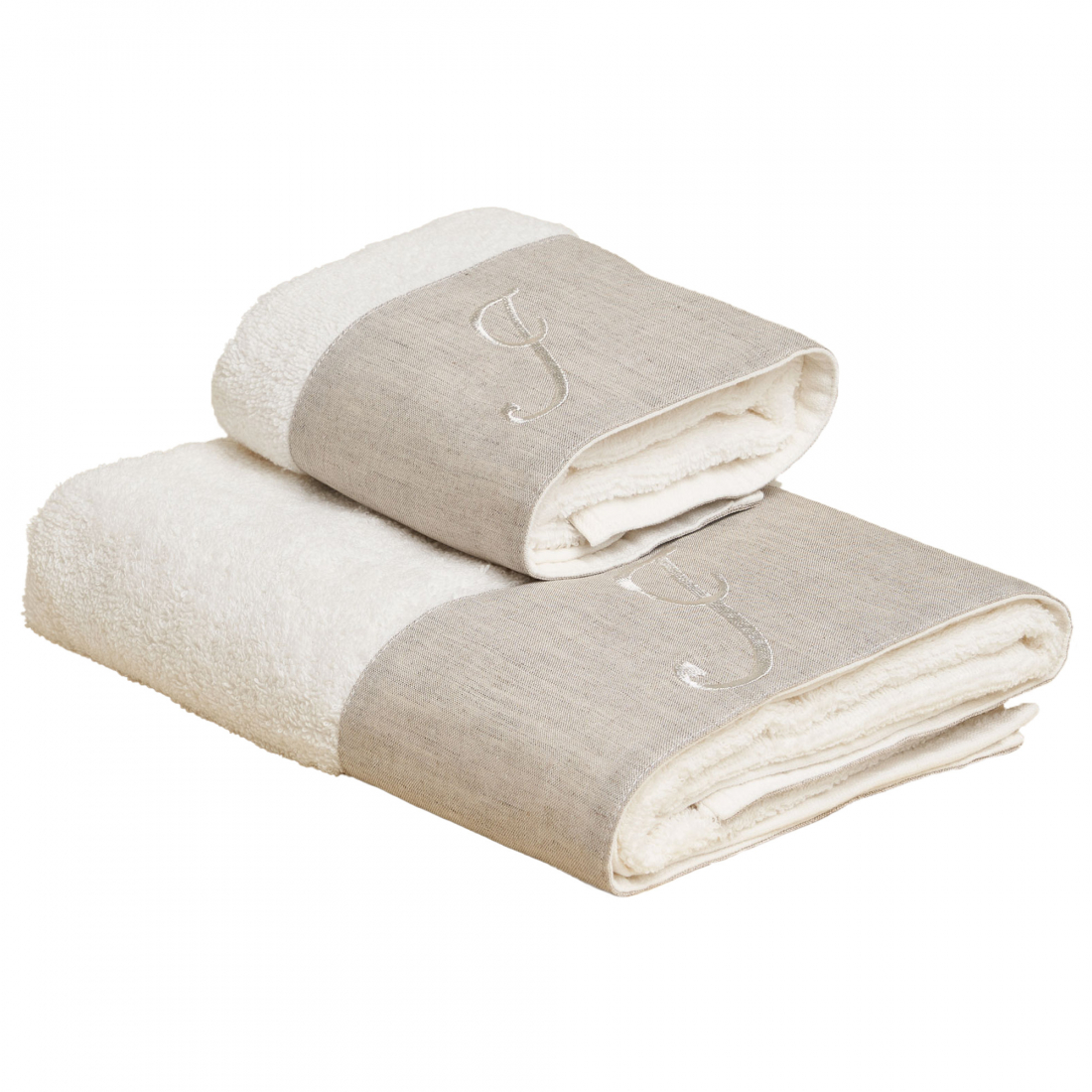 Zahra Hand And Guest Terry Towel Set With Monogram Embroidery, J