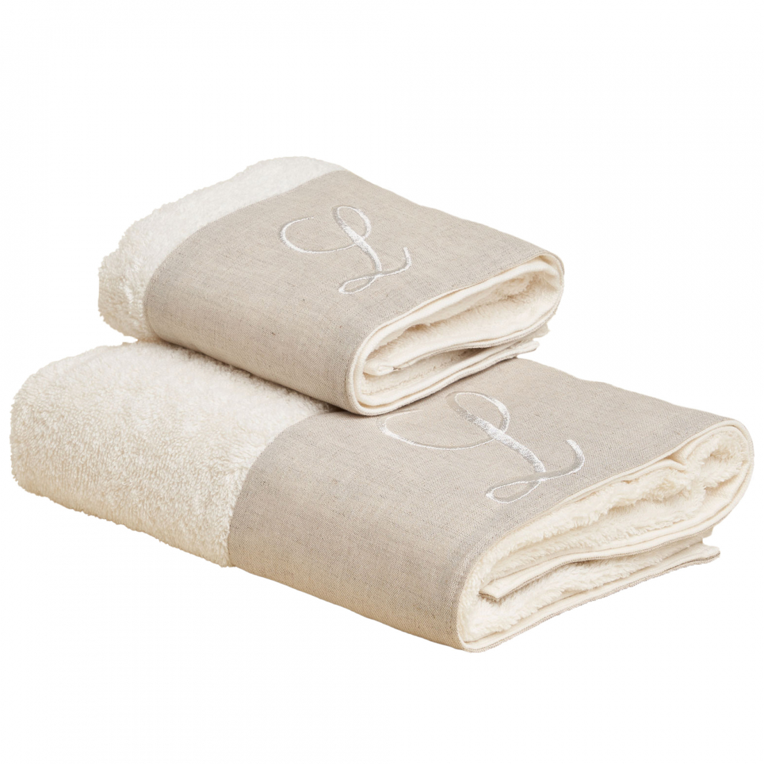 Zahra Face + Guest Sponge Towel Set With Monogram Embroidery, L