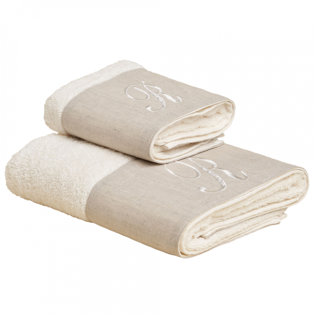 Zahra Hand And Guest Terry Towel Set With Monogram Embroidery, R
