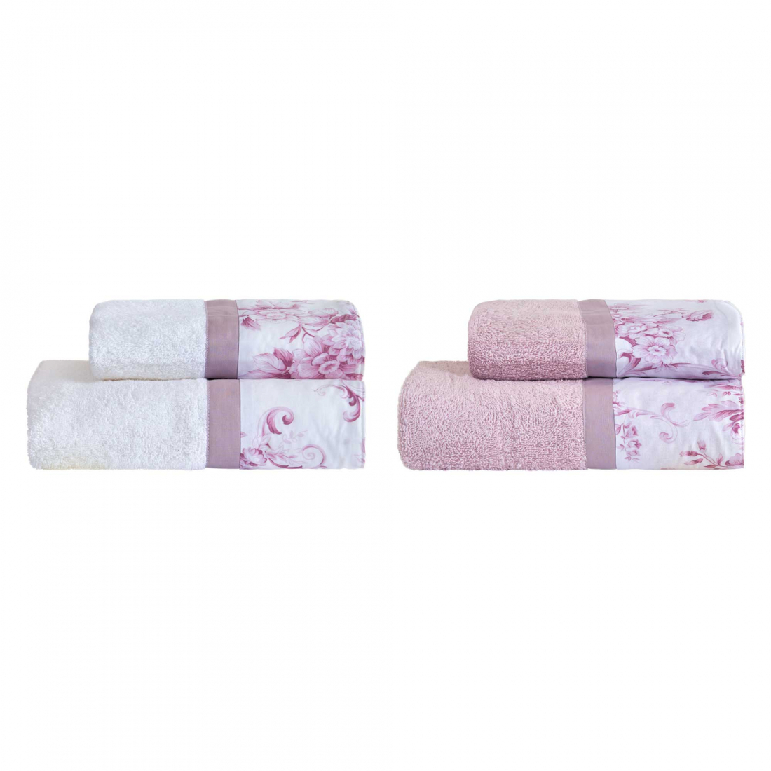 Amelia Ensemble De Serviettes Éponge 4 Pièces Main + Invité, Rose