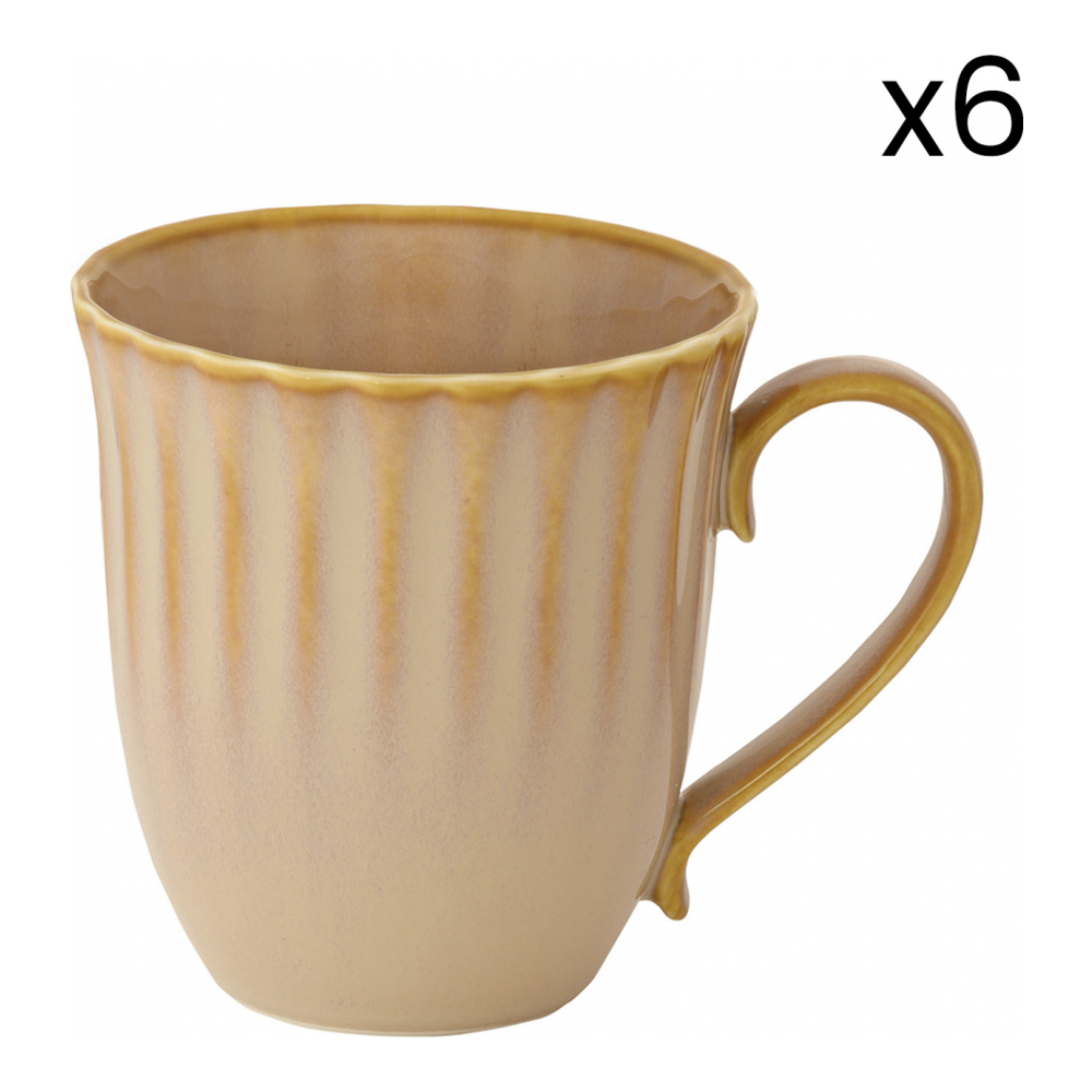 6 Porcelain Mugs 350 ml Onde Sand