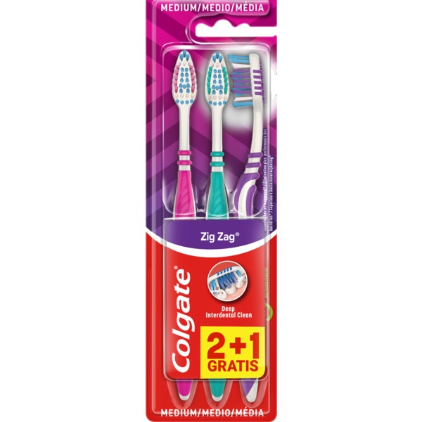 'Zig Zag' Toothbrush Set - Medium 3 Pieces