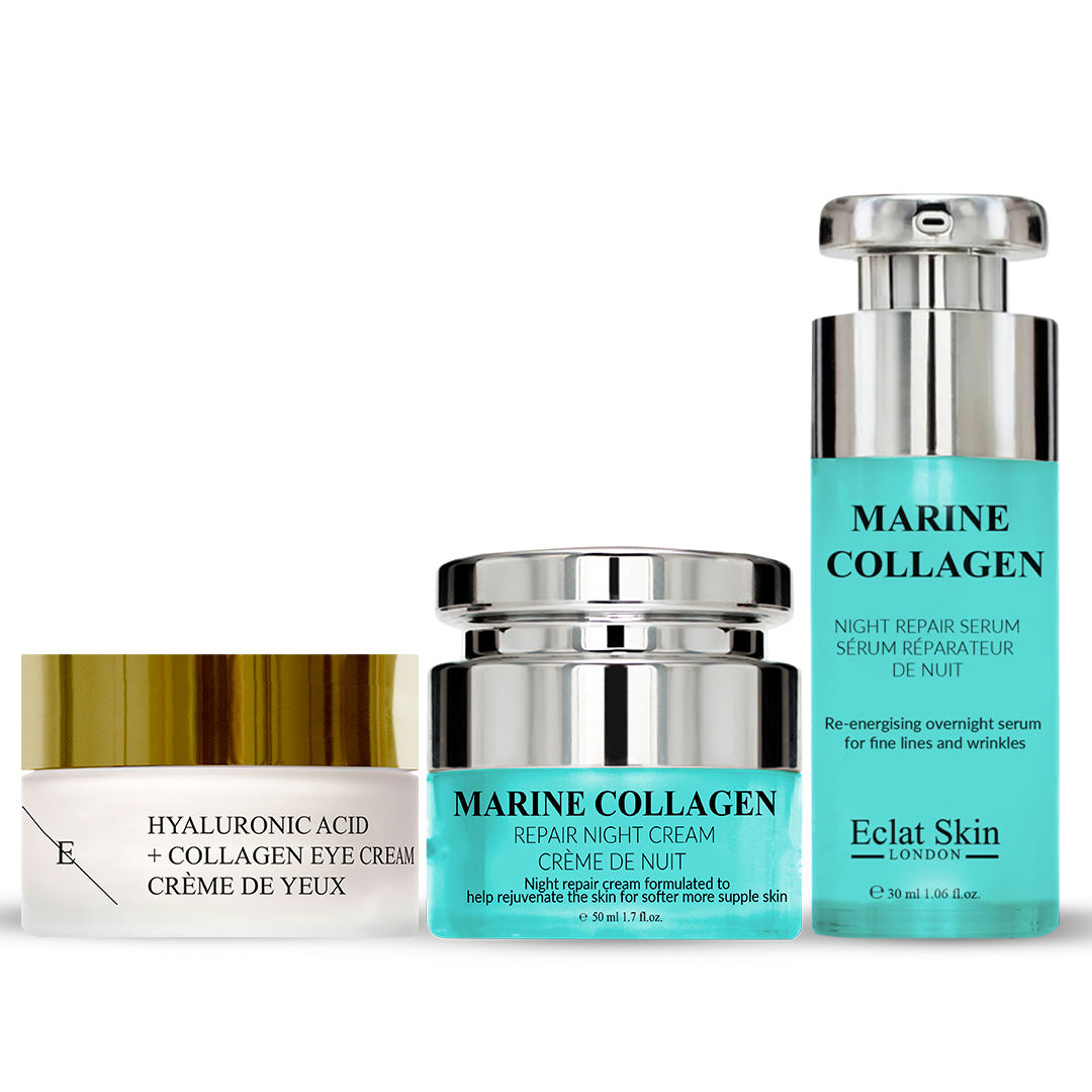 'Hyaluronic Acid & Collagen + Marine Collagen' Augencreme, Nacht-Serum, Nachtcreme