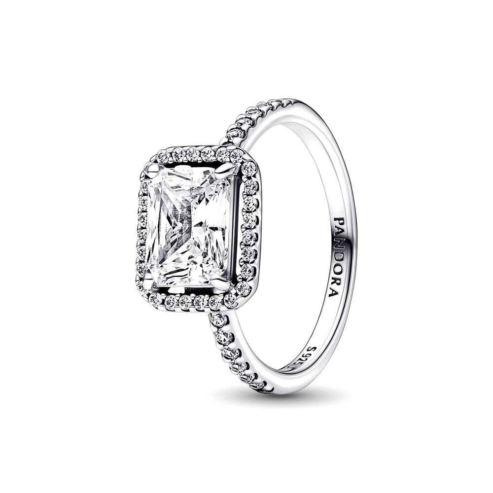 Women's 'Rectangular Sparkling Halo' Ring