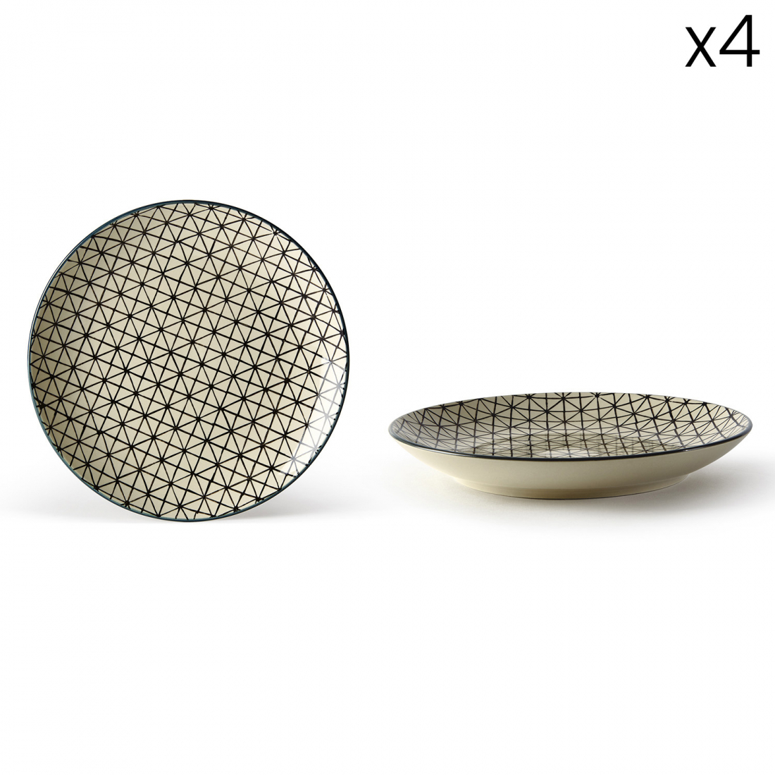 Set 4 Flat Plate In Stoneware Ø 25 X H 3.5 cm