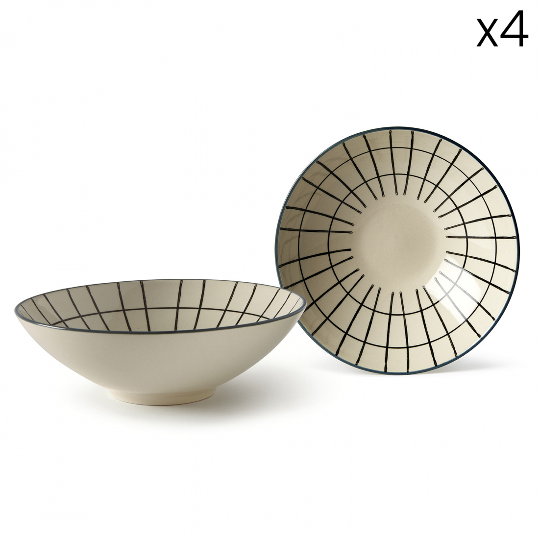 Set 4 Deep Plate In Stoneware Ø 18,5 X H 5,5 cm