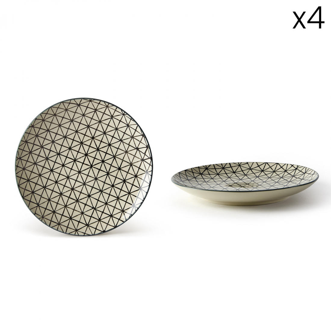 Set 4 Stoneware Dessert Plates Ø 20,5 X H 2,5 cm