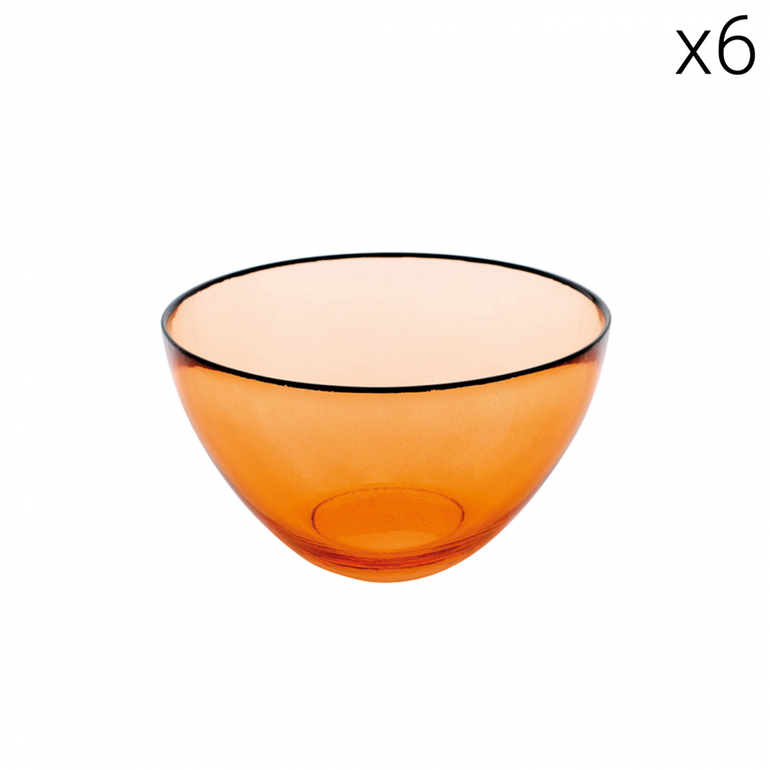 6 Glass Bowls Ø 14 cm - Orange