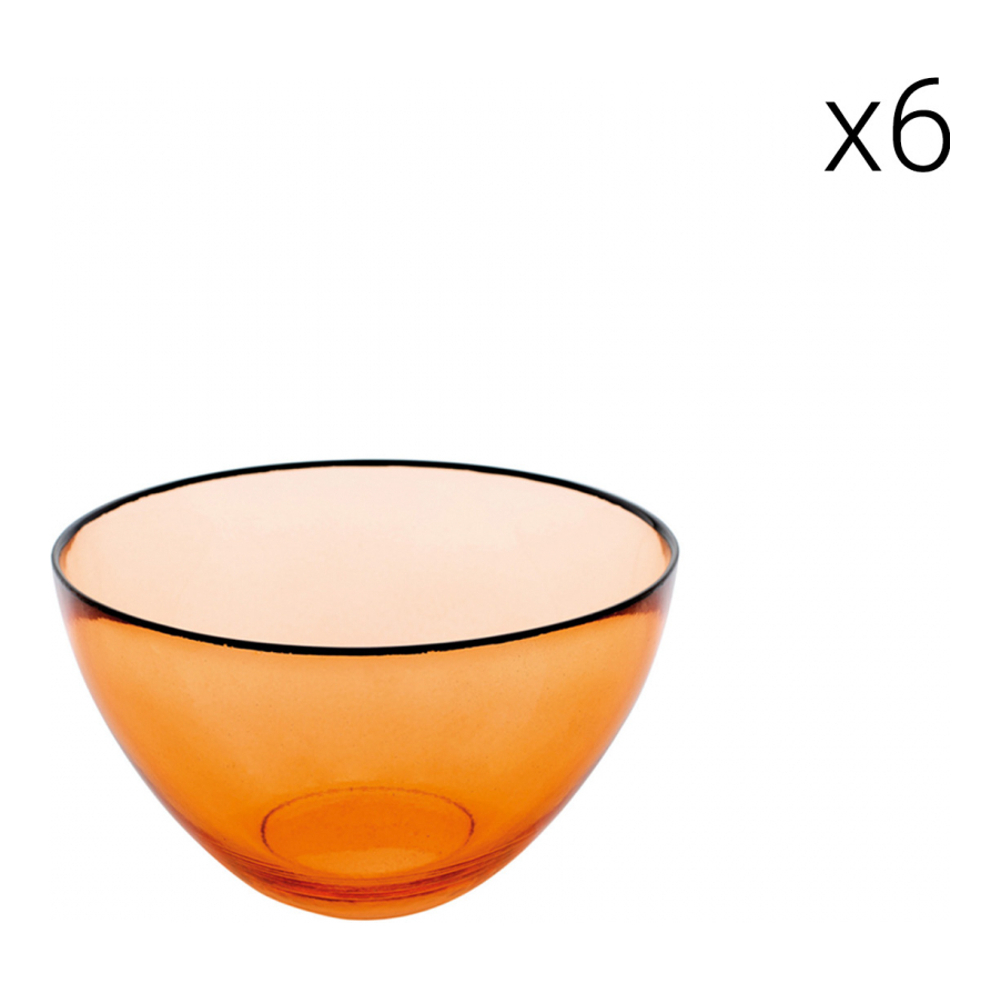 6 Glass Pinzimonio Bowls Ø 9 cm - Orange