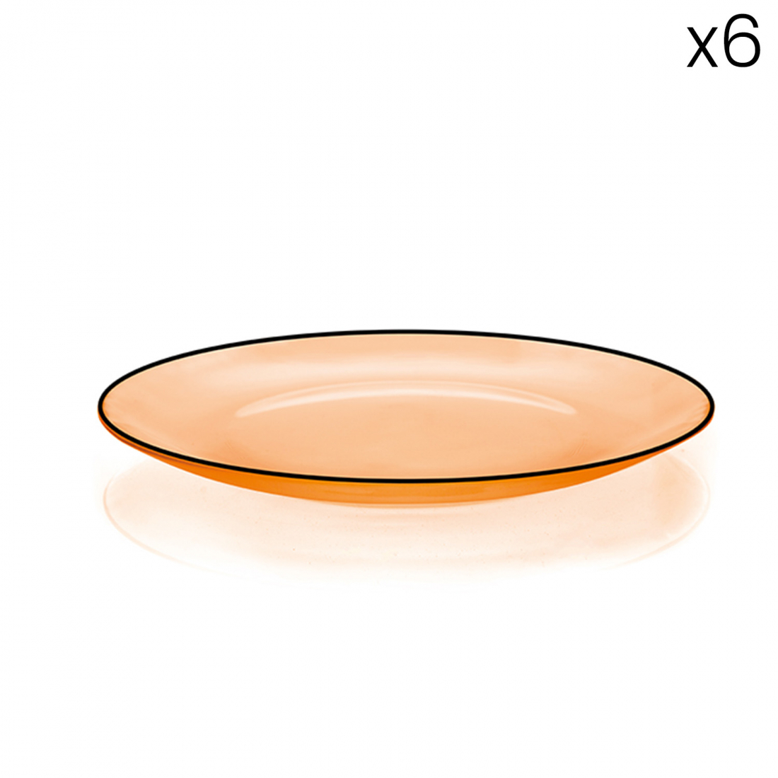 6 Glass Dessert Plates - Orange