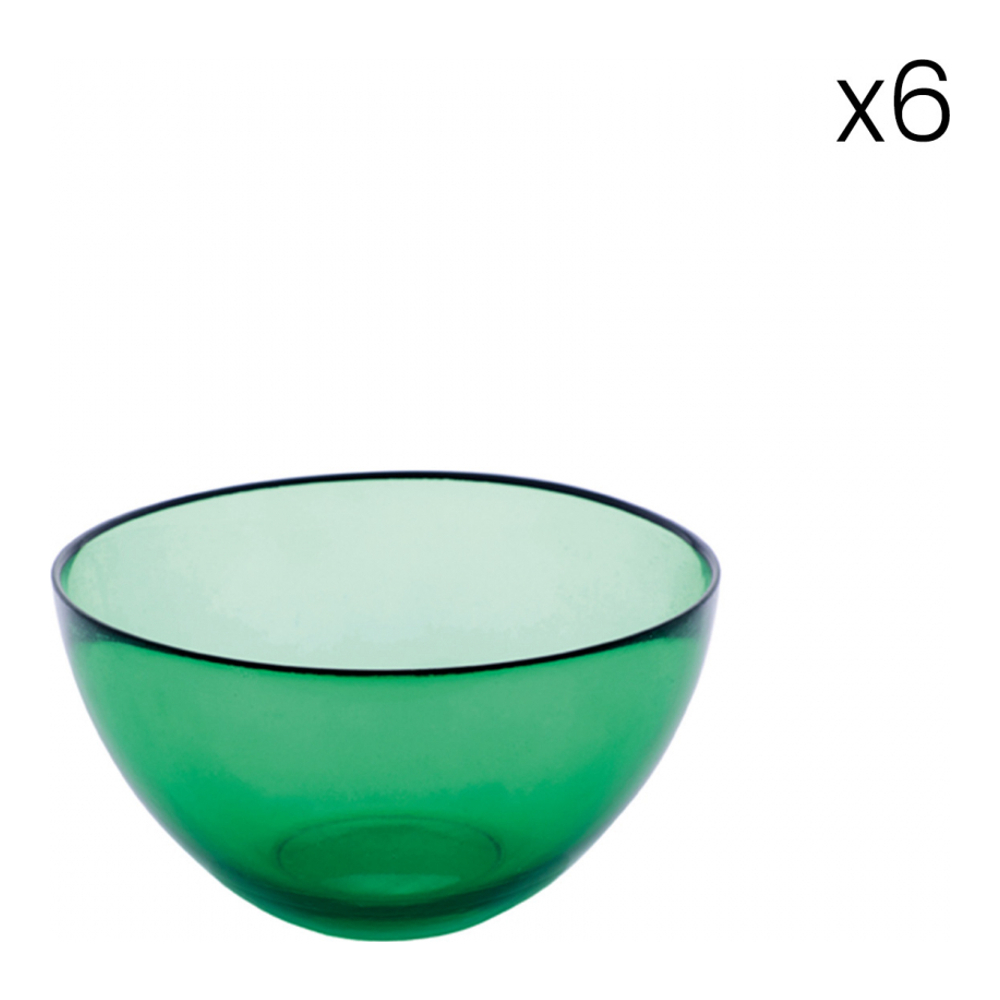 6 Glass Pinzimonio Bowls Ø 9 cm - Green