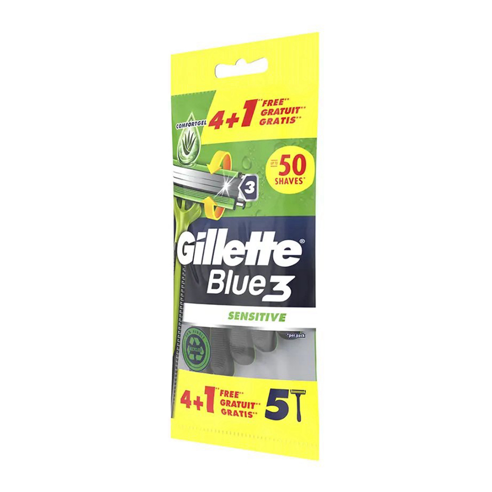 'Blue 3 Sensitive Disposable' Razor Blades - 5 Pieces