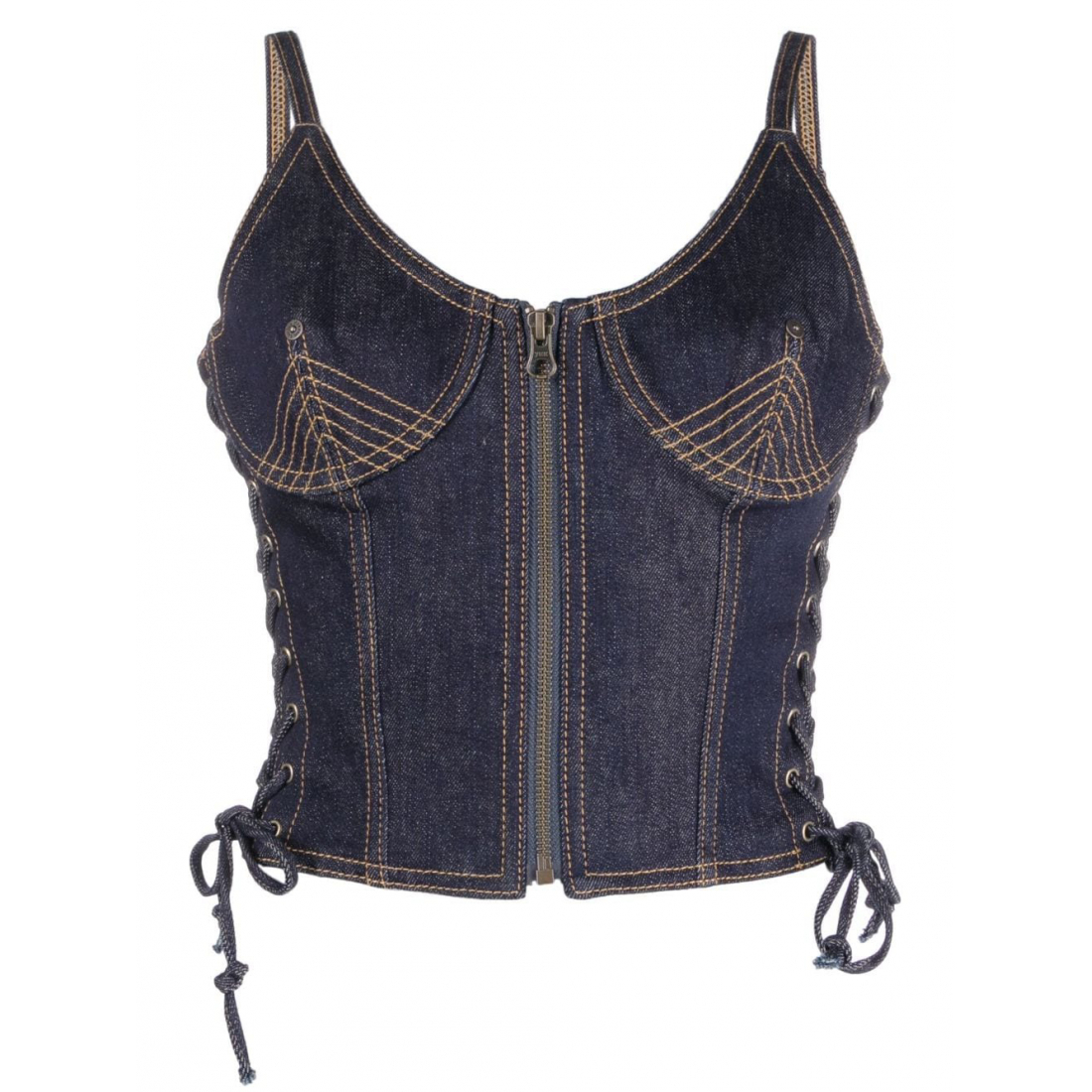 Top corset 'Contrast-Stitching Denim' pour Femmes