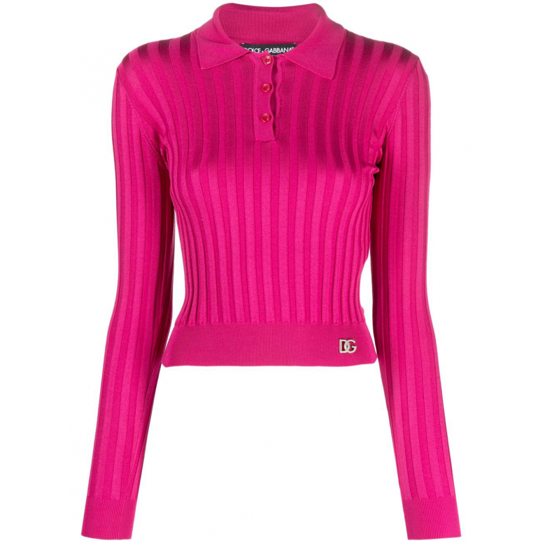 Polo manches longues 'Logo Plaque Ribbed' pour Femmes