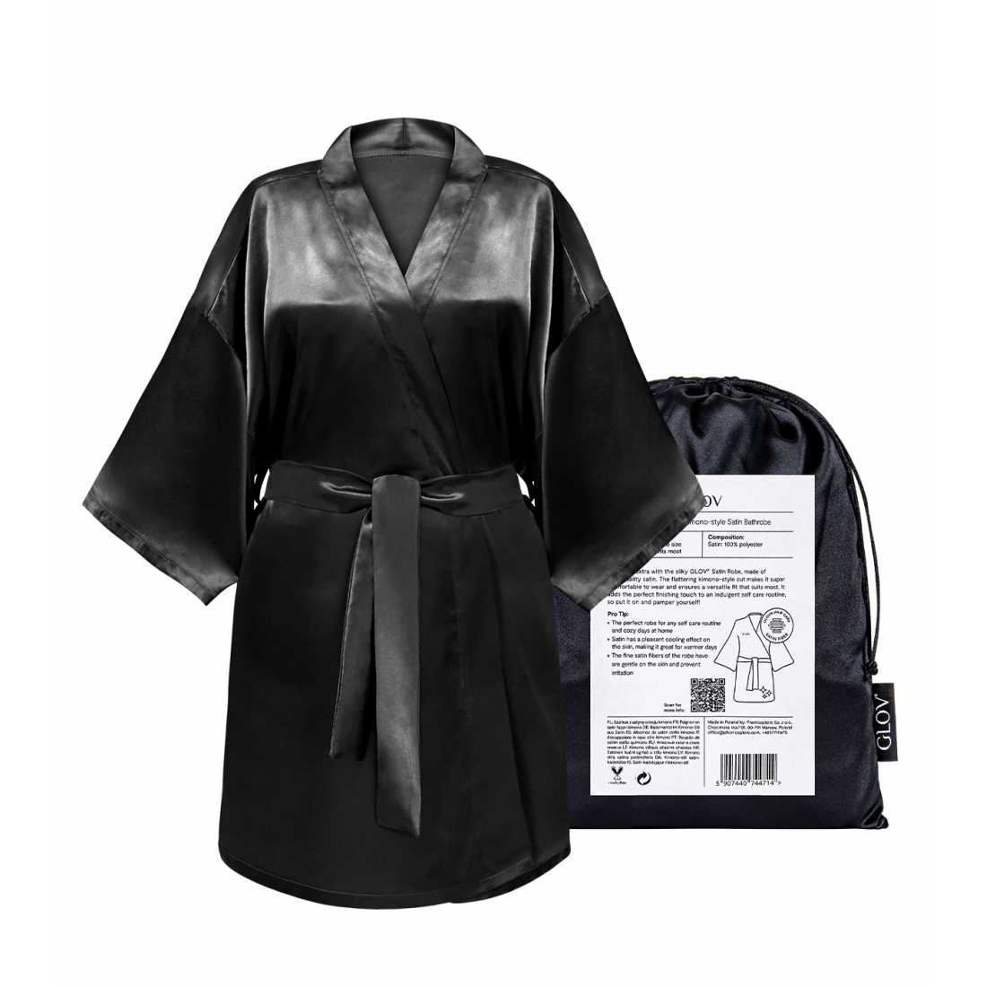 Kimono-Style Satin Bathrobe