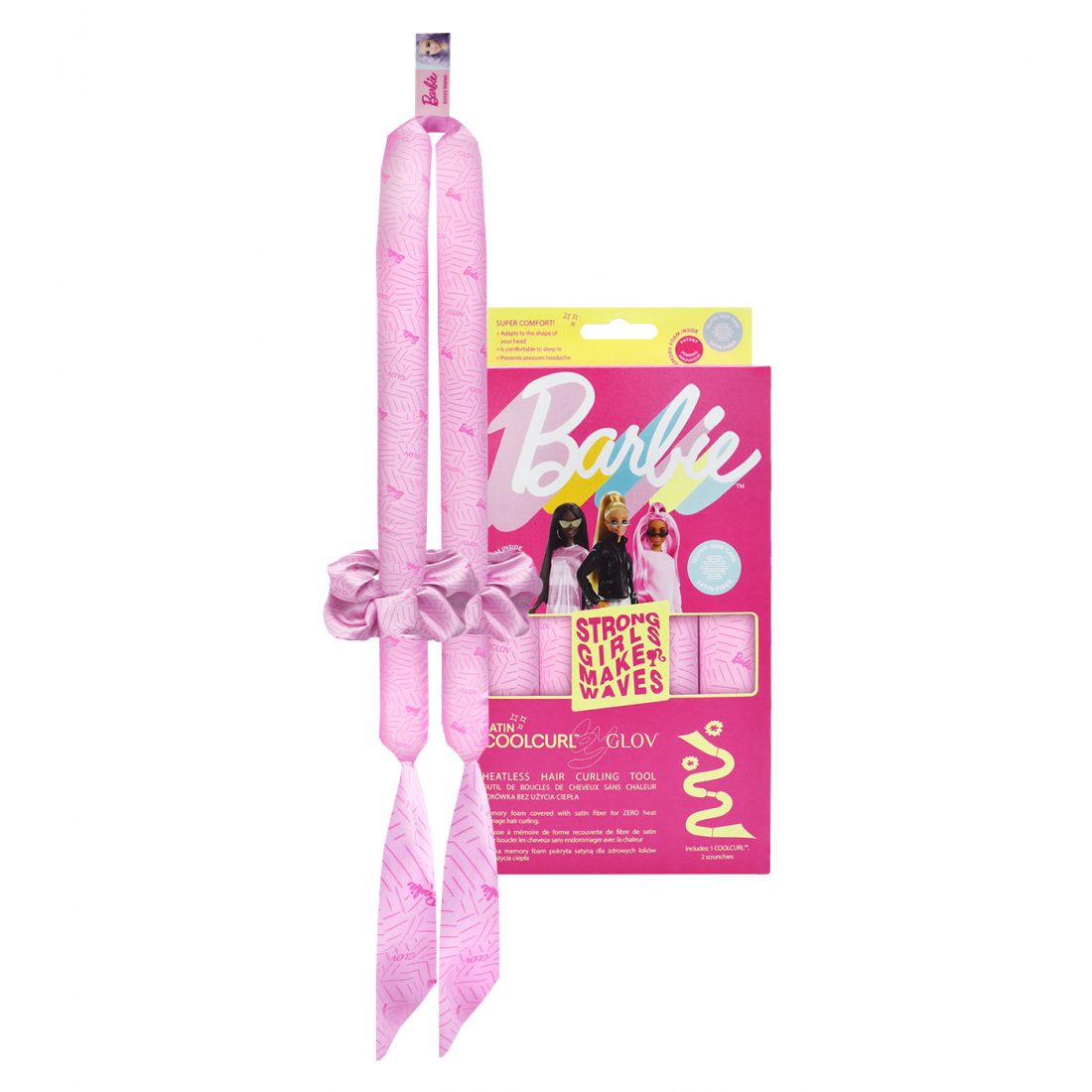 Barbie™ ❤︎ Coolcurl™ Satin Heatless Hair Curling Tool Set | Satin Pink Panther