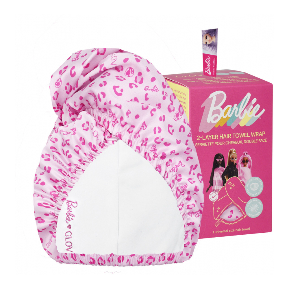 Barbie™ ❤︎ Double-Sided Satin Premium Hair Wrap Towel | Satin Pink Panther