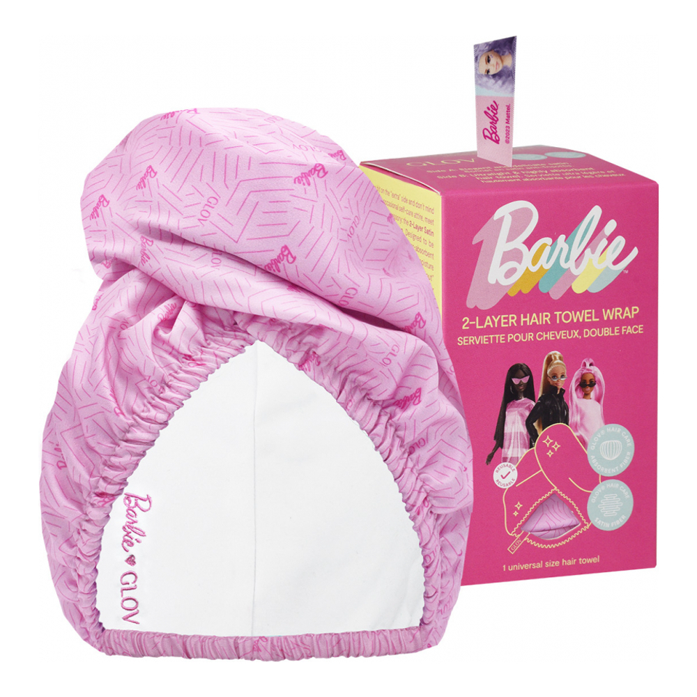 Barbie™ ❤︎ Double-Sided Satin Premium Hair Wrap Towel | Satin Zigzag