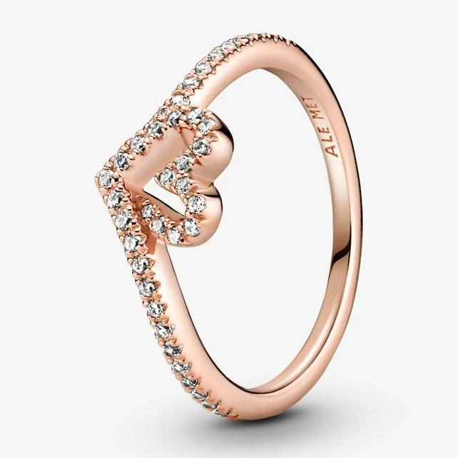 Women's 'Sparkling Wishbone Heart' Ring