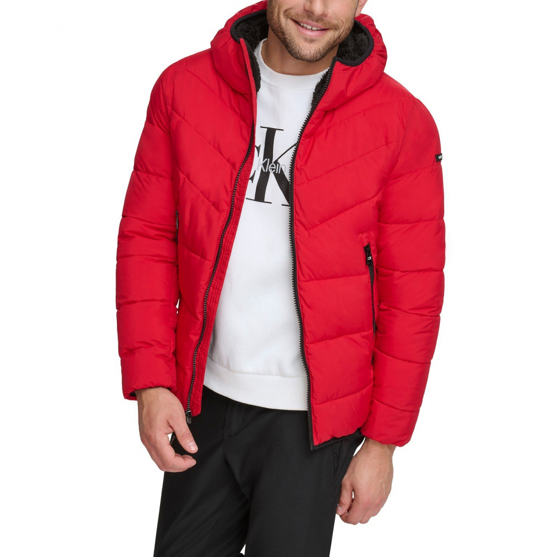Veste matelassée 'Chevron Stretch Jacket With Sherpa Lined Hood' pour Hommes