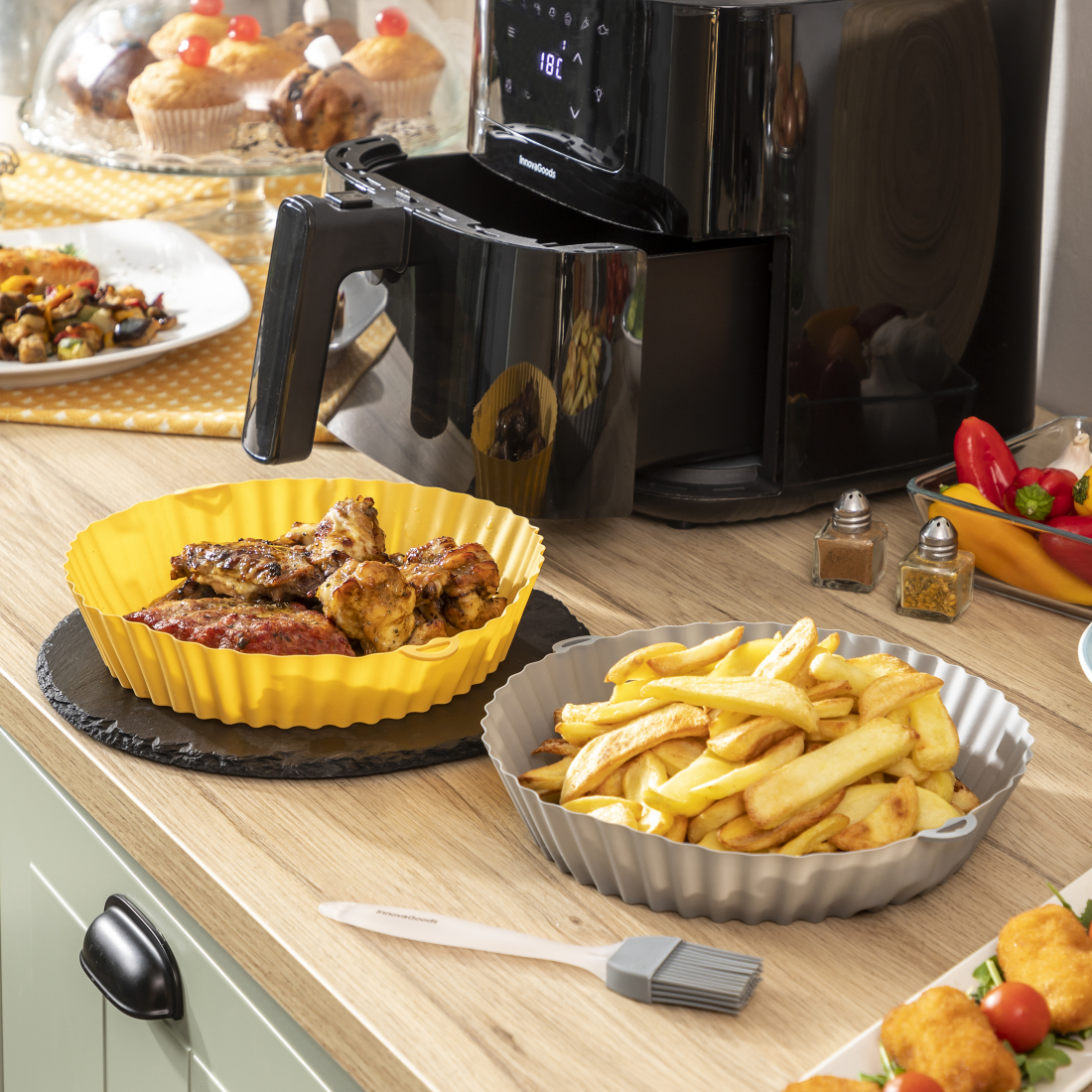 Paniers En Avec Pinceau Pour Friteuses À Air Mollicon - 2 Pièces