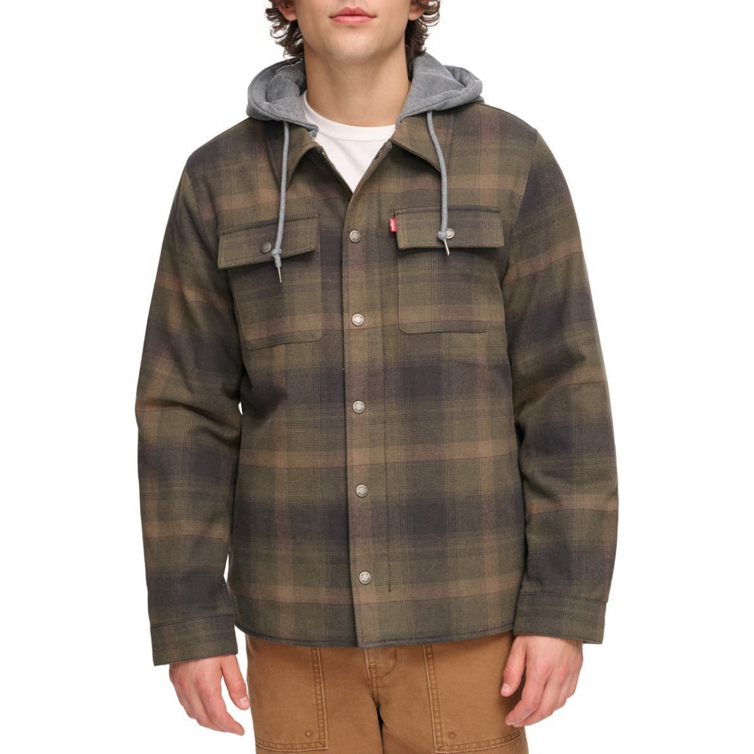 Veste 'Plaid Lined Jersey Hood Shirt' pour Hommes