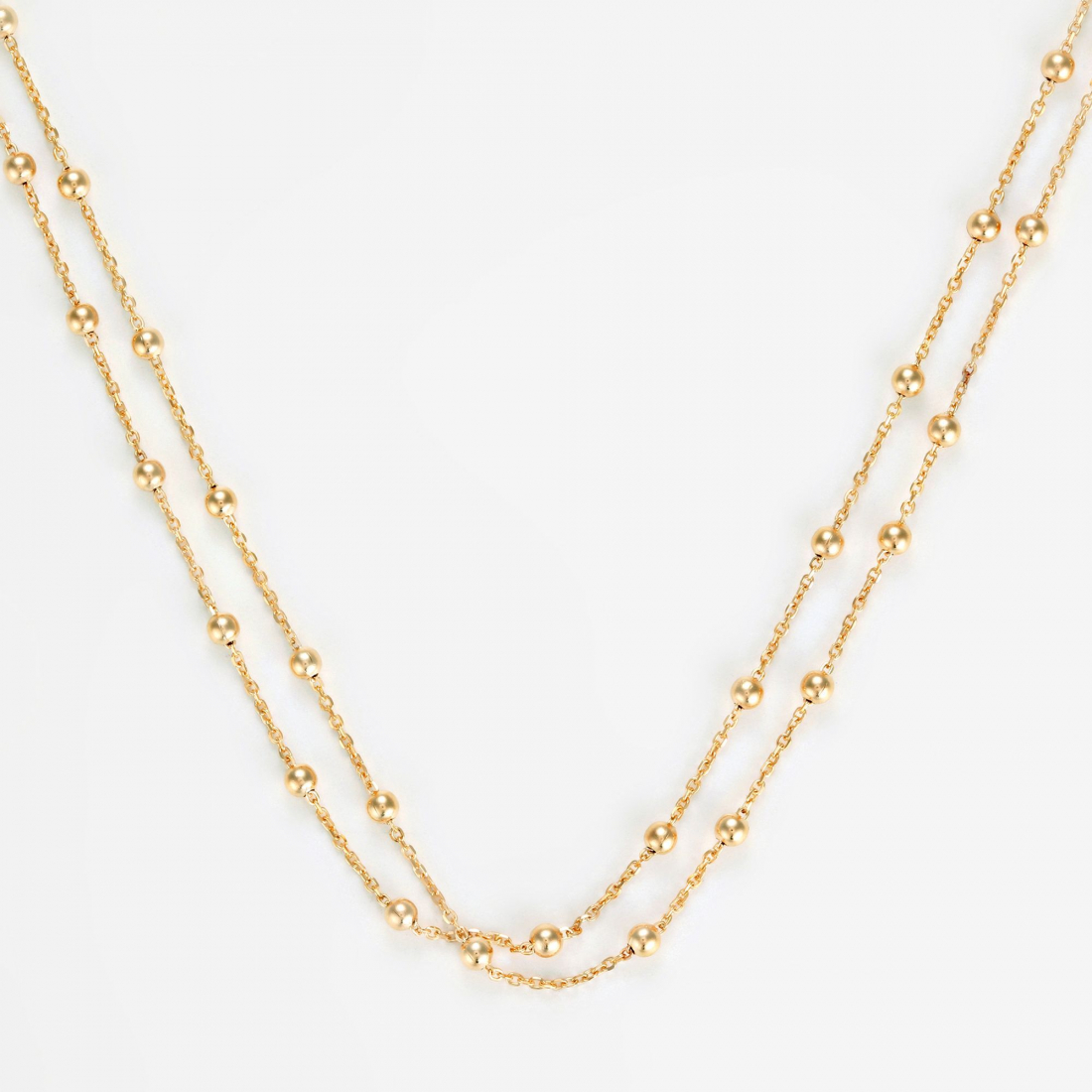 Double Ball Chain In 375/1000 Yellow Gold, 43Cm